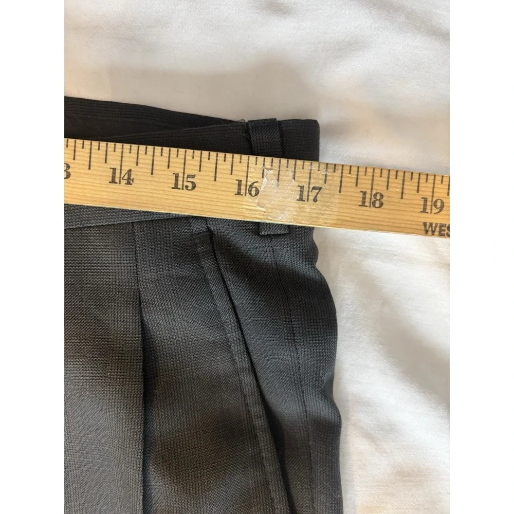 Stafford‎ Black Windowpane Mens 44R/34x29 3Button Suit Wool Pleated Front Cuffed